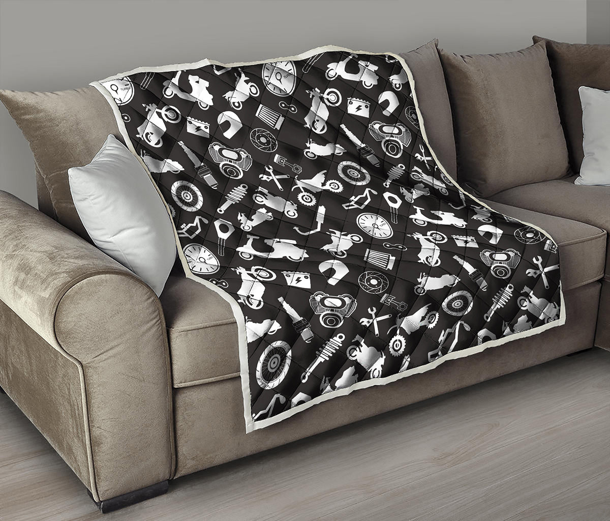 Motorcycle Equipment Pattern Print Quilt
