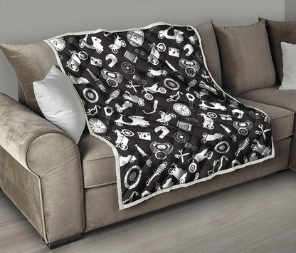 Motorcycle Equipment Pattern Print Quilt