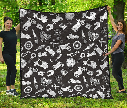 Motorcycle Equipment Pattern Print Quilt