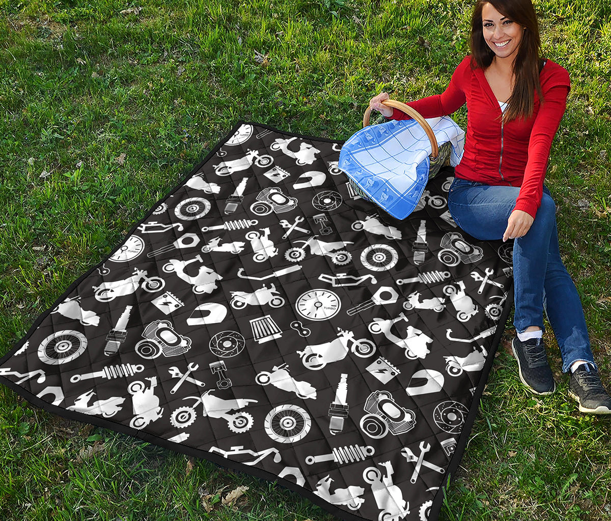 Motorcycle Equipment Pattern Print Quilt