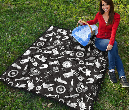 Motorcycle Equipment Pattern Print Quilt