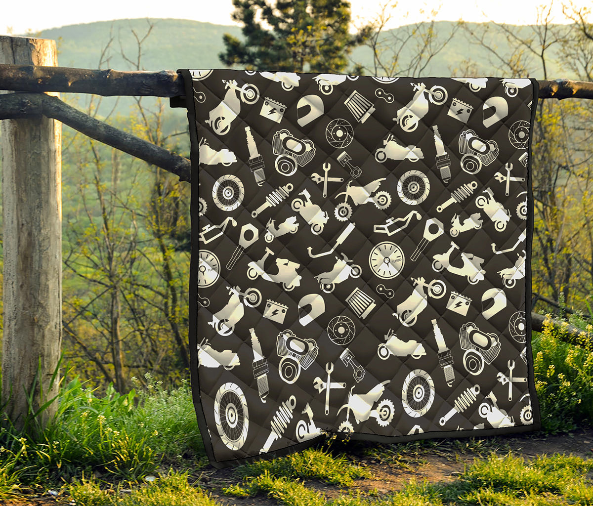 Motorcycle Equipment Pattern Print Quilt