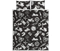 Motorcycle Equipment Pattern Print Quilt Bed Set