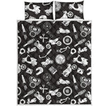 Motorcycle Equipment Pattern Print Quilt Bed Set
