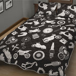 Motorcycle Equipment Pattern Print Quilt Bed Set