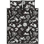 Motorcycle Equipment Pattern Print Quilt Bed Set