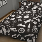 Motorcycle Equipment Pattern Print Quilt Bed Set