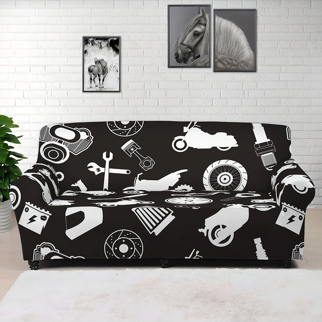 Motorcycle Equipment Pattern Print Sofa Cover