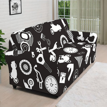 Motorcycle Equipment Pattern Print Sofa Cover