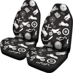 Motorcycle Equipment Pattern Print Universal Fit Car Seat Covers