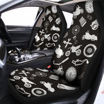 Motorcycle Equipment Pattern Print Universal Fit Car Seat Covers