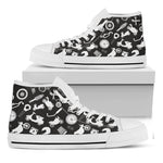 Motorcycle Equipment Pattern Print White High Top Shoes