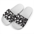 Motorcycle Equipment Pattern Print White Slide Sandals