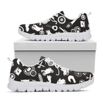 Motorcycle Equipment Pattern Print White Sneakers