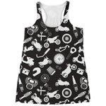Motorcycle Equipment Pattern Print Women's Racerback Tank Top