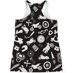 Motorcycle Equipment Pattern Print Women's Racerback Tank Top