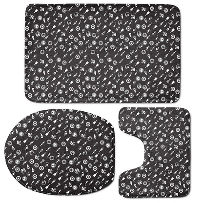 Motorcycle Parts Pattern Print 3 Piece Bath Mat Set