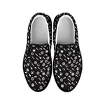 Motorcycle Parts Pattern Print Black Slip On Shoes
