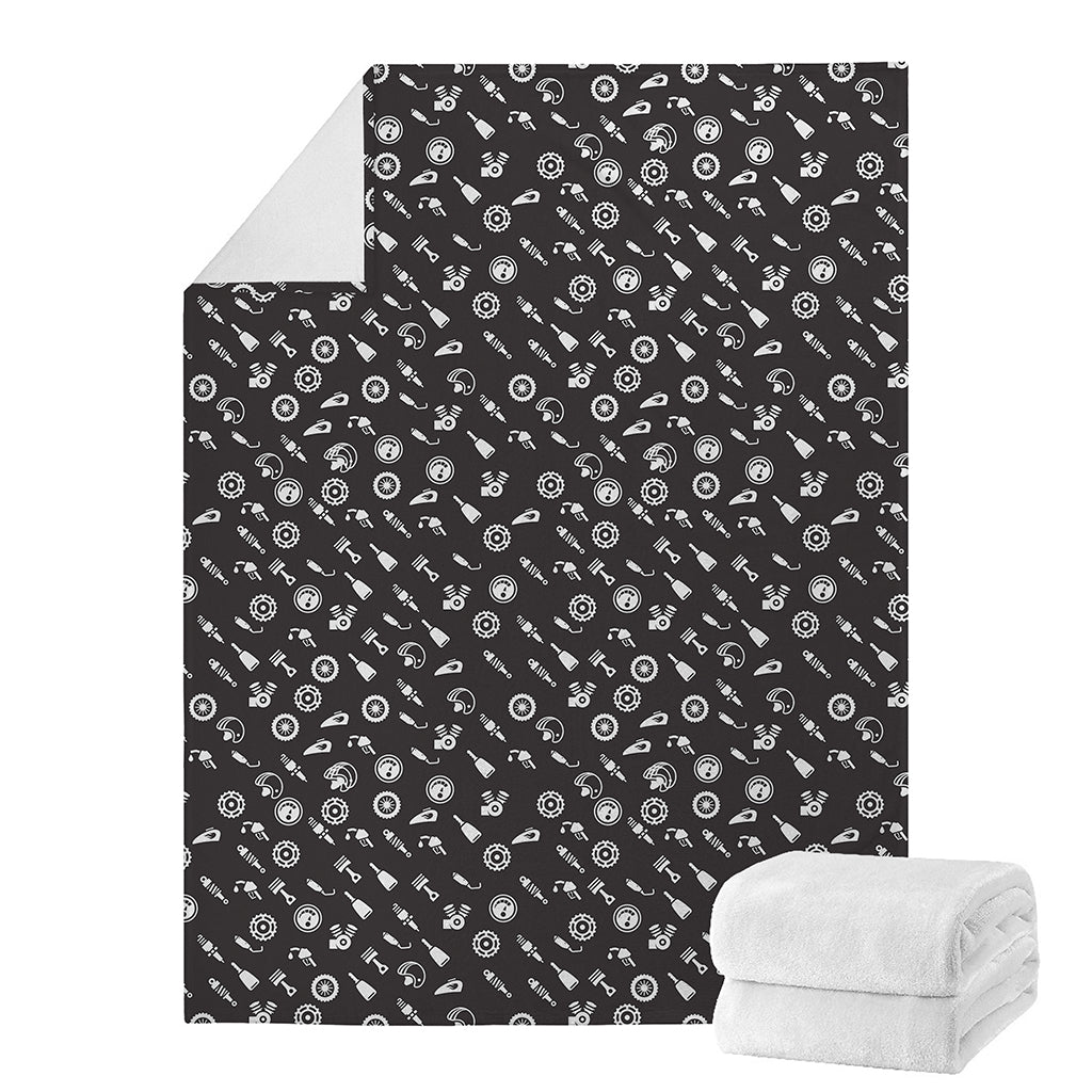 Motorcycle Parts Pattern Print Blanket