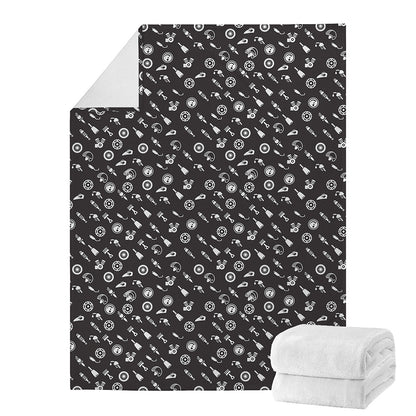 Motorcycle Parts Pattern Print Blanket