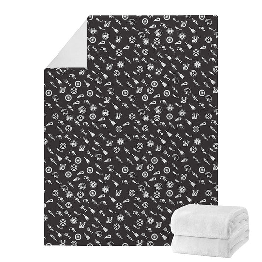Motorcycle Parts Pattern Print Blanket