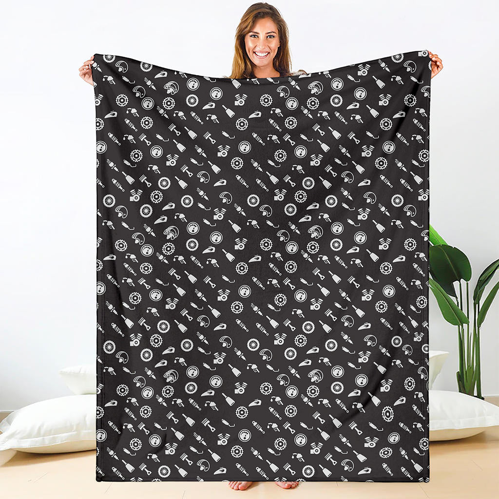 Motorcycle Parts Pattern Print Blanket