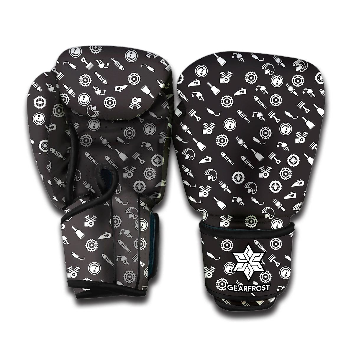 Motorcycle Parts Pattern Print Boxing Gloves