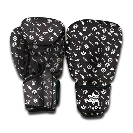 Motorcycle Parts Pattern Print Boxing Gloves
