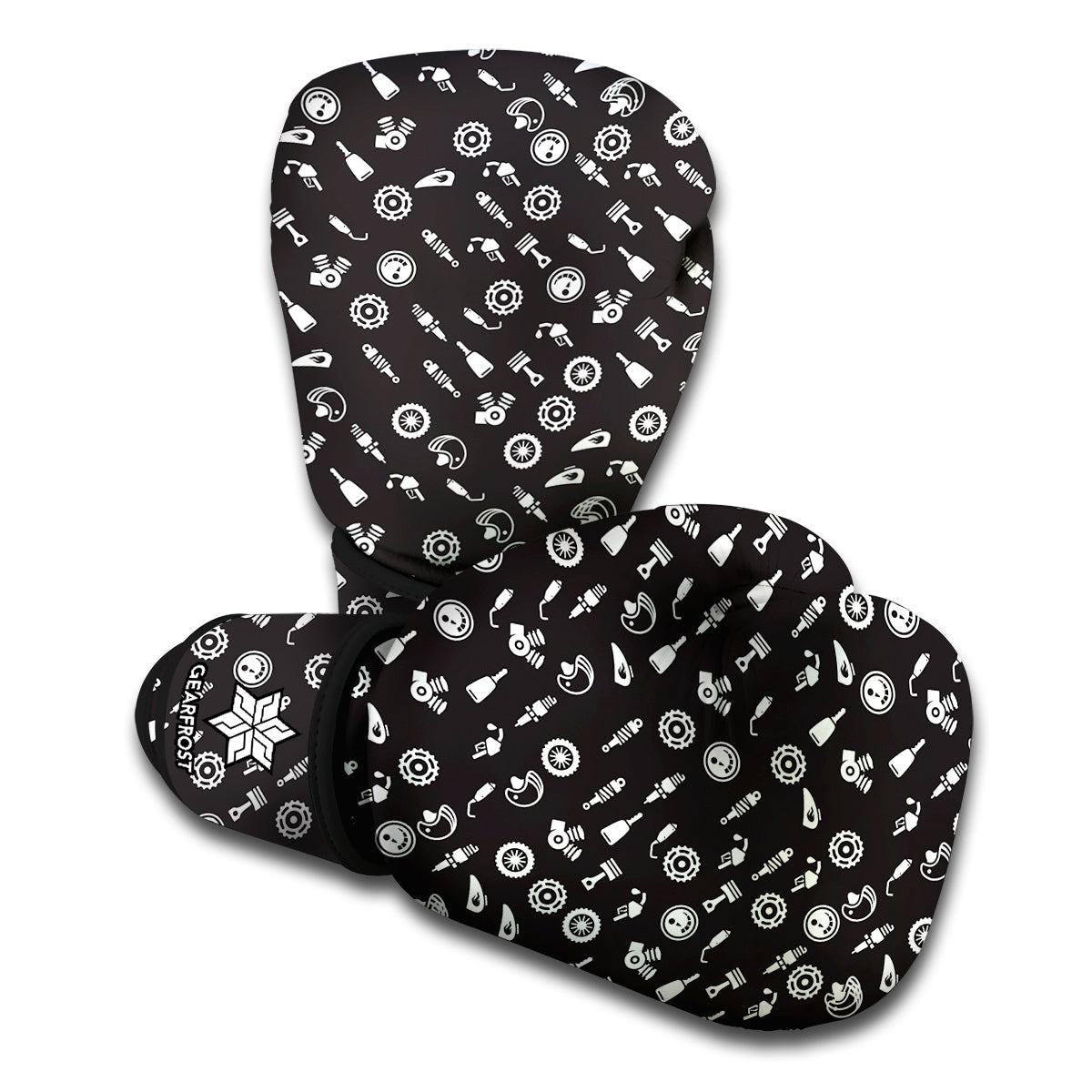 Motorcycle Parts Pattern Print Boxing Gloves
