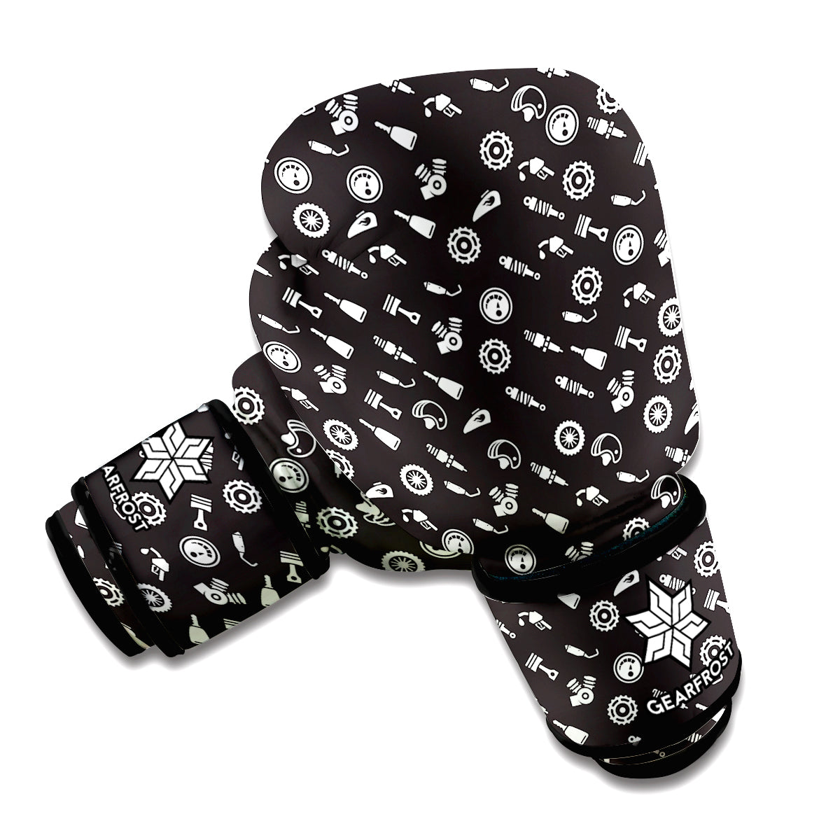 Motorcycle Parts Pattern Print Boxing Gloves