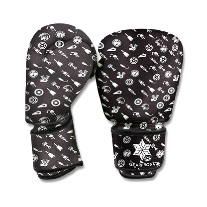 Motorcycle Parts Pattern Print Boxing Gloves