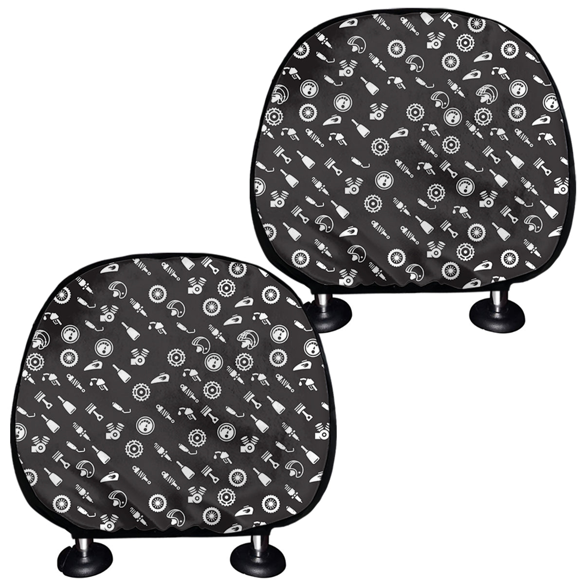 Motorcycle Parts Pattern Print Car Headrest Covers