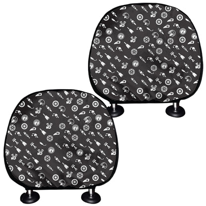 Motorcycle Parts Pattern Print Car Headrest Covers