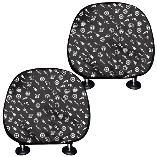 Motorcycle Parts Pattern Print Car Headrest Covers