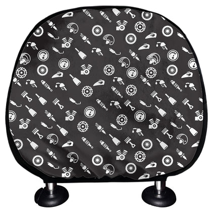 Motorcycle Parts Pattern Print Car Headrest Covers