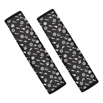 Motorcycle Parts Pattern Print Car Seat Belt Covers