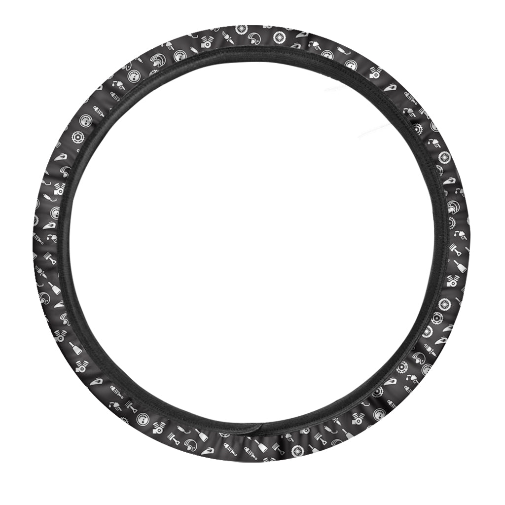 Motorcycle Parts Pattern Print Car Steering Wheel Cover