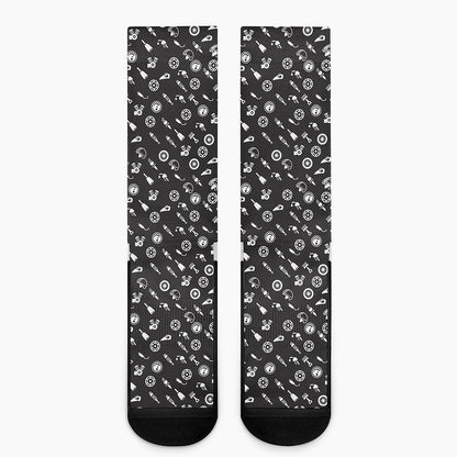 Motorcycle Parts Pattern Print Crew Socks