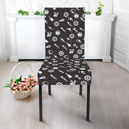 Motorcycle Parts Pattern Print Dining Chair Slipcover