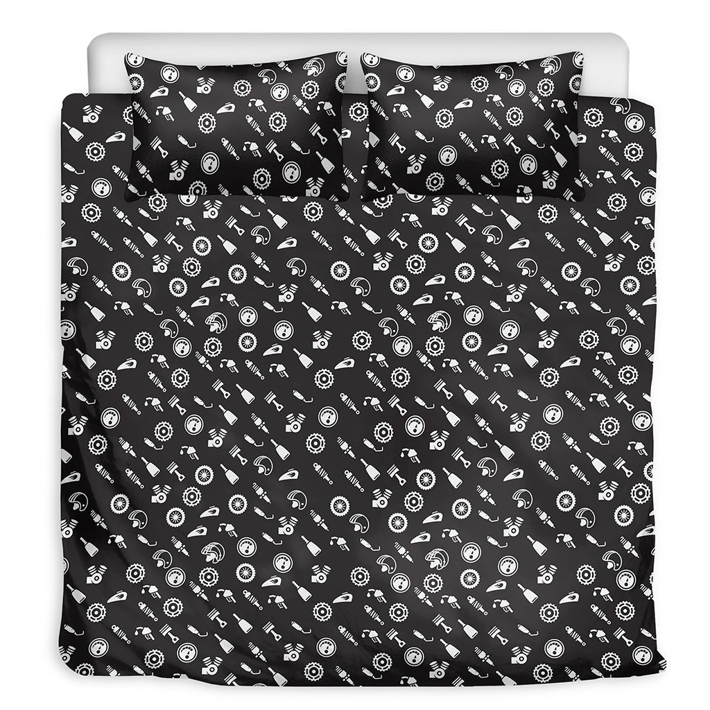 Motorcycle Parts Pattern Print Duvet Cover Bedding Set