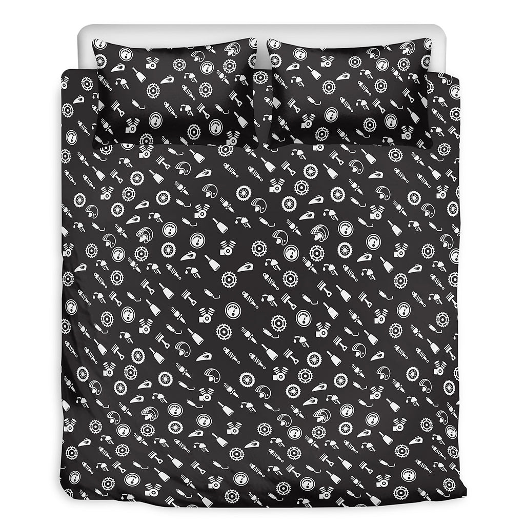 Motorcycle Parts Pattern Print Duvet Cover Bedding Set