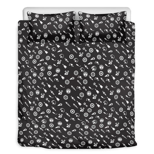 Motorcycle Parts Pattern Print Duvet Cover Bedding Set