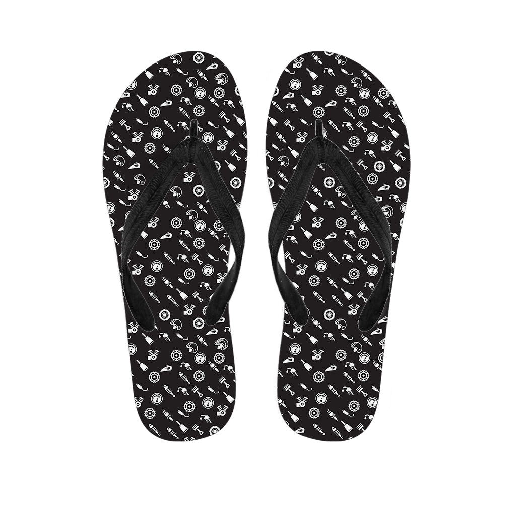 Motorcycle Parts Pattern Print Flip Flops