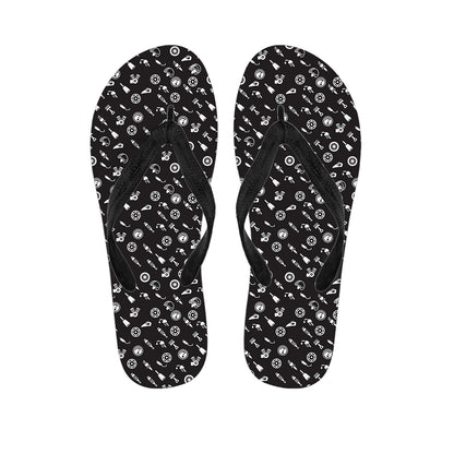 Motorcycle Parts Pattern Print Flip Flops