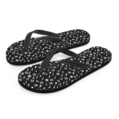Motorcycle Parts Pattern Print Flip Flops