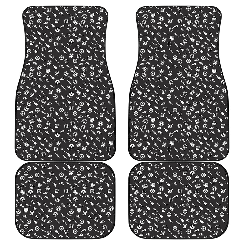 Motorcycle Parts Pattern Print Front and Back Car Floor Mats