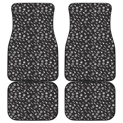Motorcycle Parts Pattern Print Front and Back Car Floor Mats