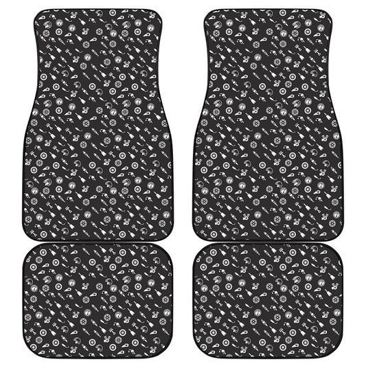 Motorcycle Parts Pattern Print Front and Back Car Floor Mats