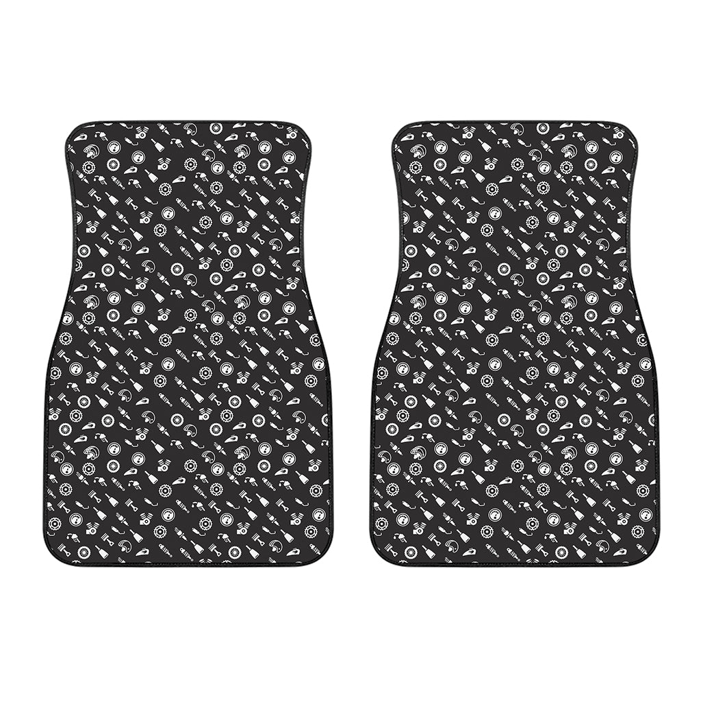 Motorcycle Parts Pattern Print Front Car Floor Mats
