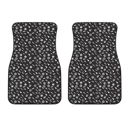 Motorcycle Parts Pattern Print Front Car Floor Mats